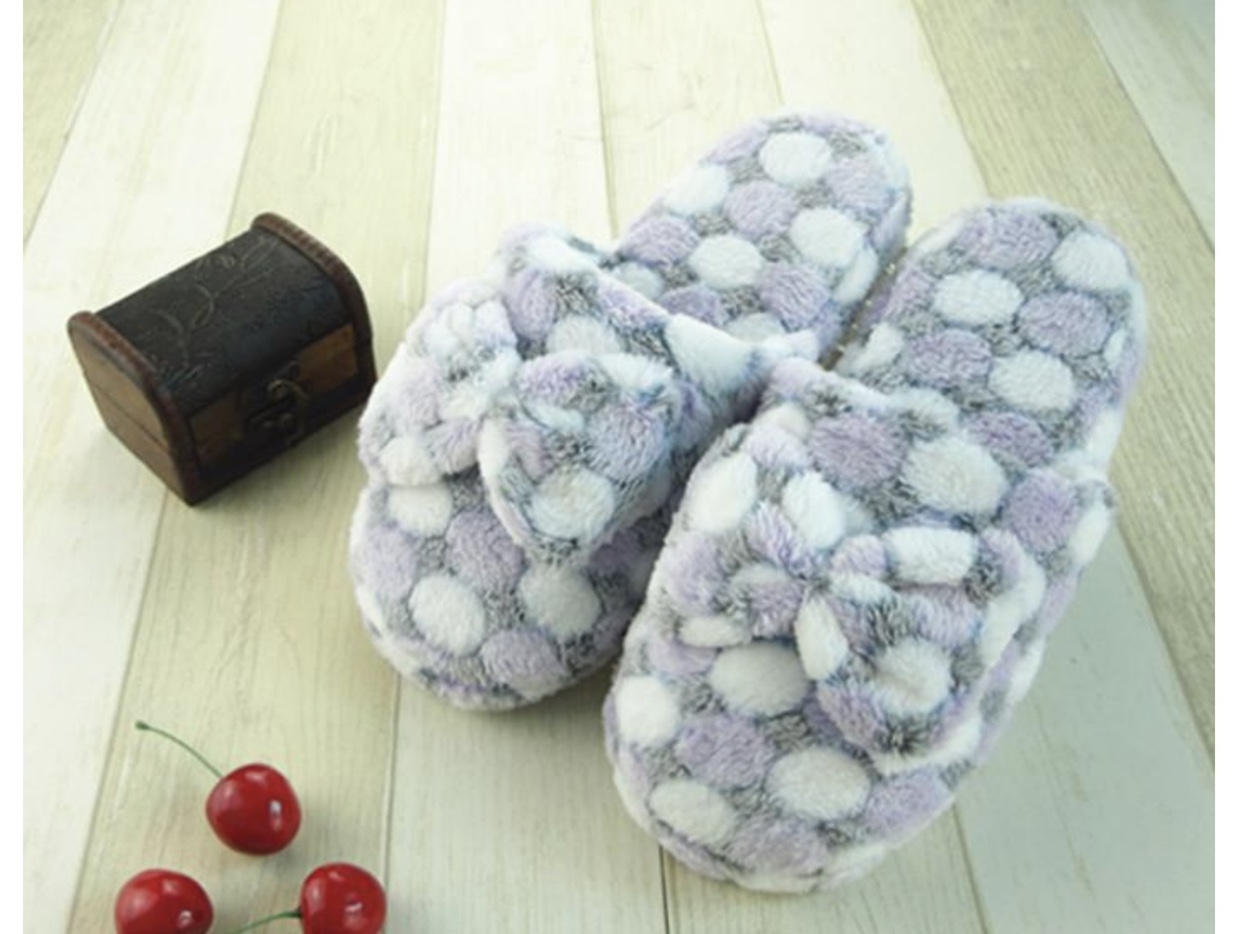 Lady's indoor cotton slippers with plush bow of football flower in autumn and winter non-slip home slipper Specification drawing