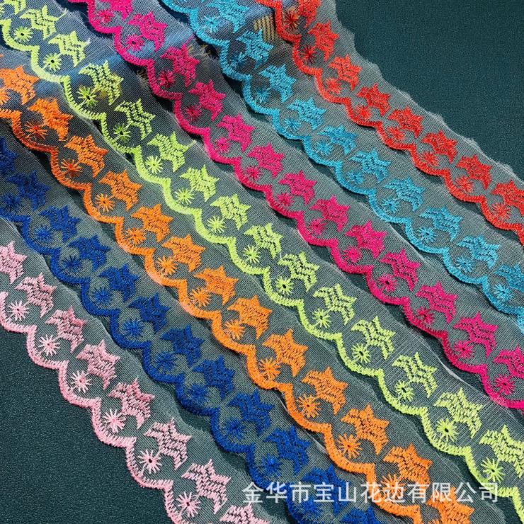 厂家直销 diy手工服装辅料装饰花边 大量颜色涤纶丝花边 水溶花边产品图