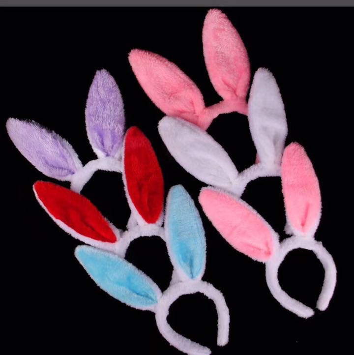 毛绒兔耳朵头扣