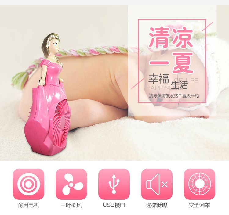 便携式小风扇USB可充电 办公桌迷你台式小型 手持学生宿舍超静音详情图2