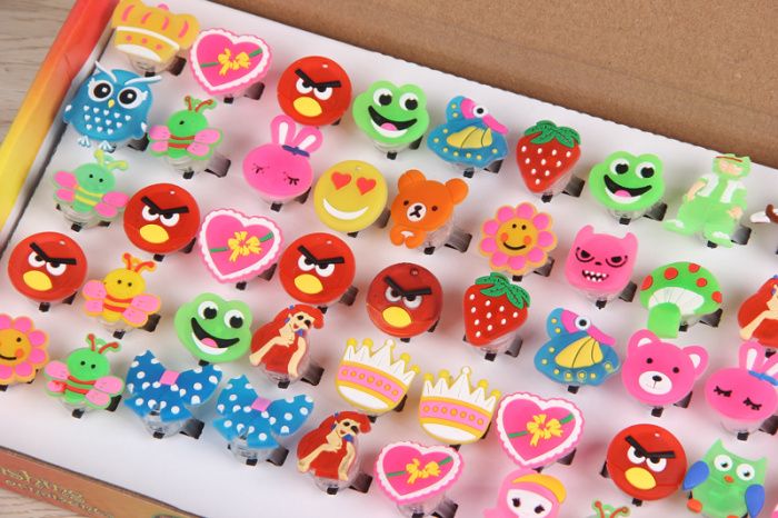 Soft glue ring cartoon ring flash ring glitter ornament toy