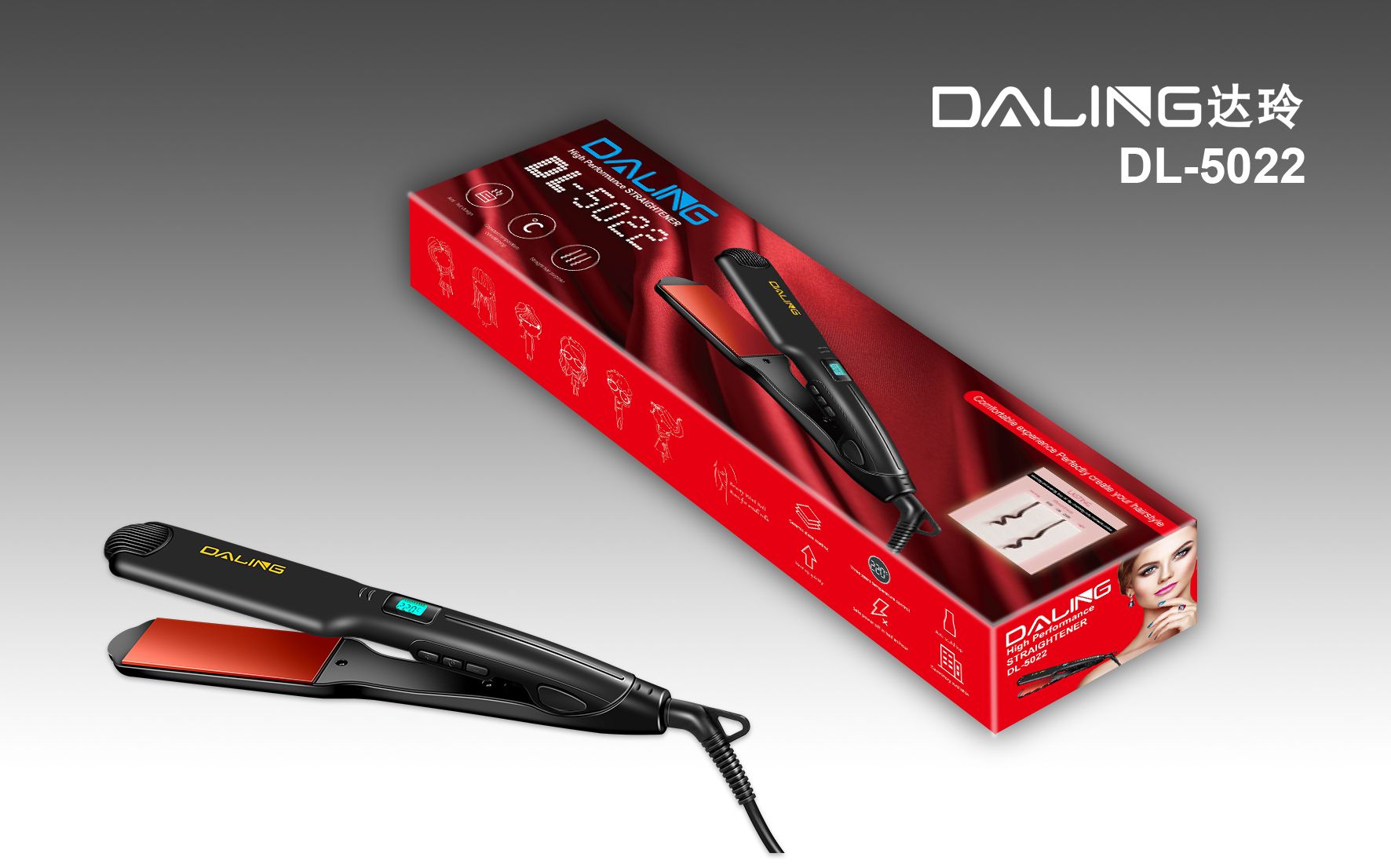 Darling DL-5022 Ladies' straightener plug - in ladies' straighteners wholesale cross-border full figure