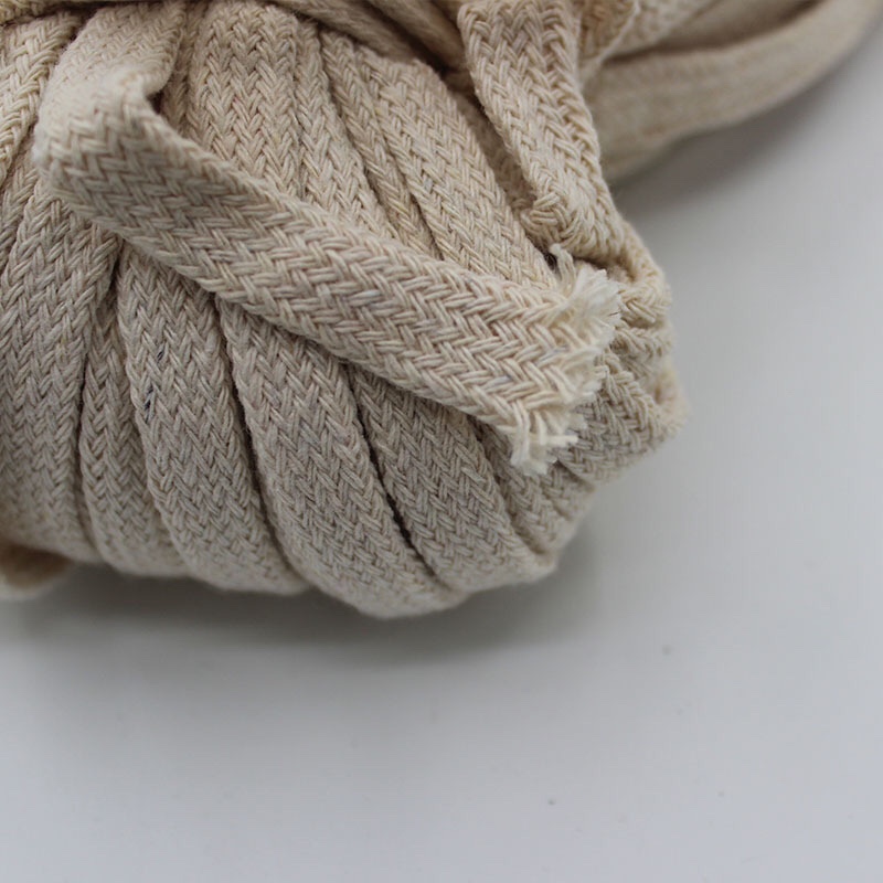 Factory Direct Sales 1Cm Wide This White Hollow Core Flat Cotton Rope Bunched Mouth Rope Clothes Hat Rope Waistband Braided Flat Cotton Rope Specification drawing