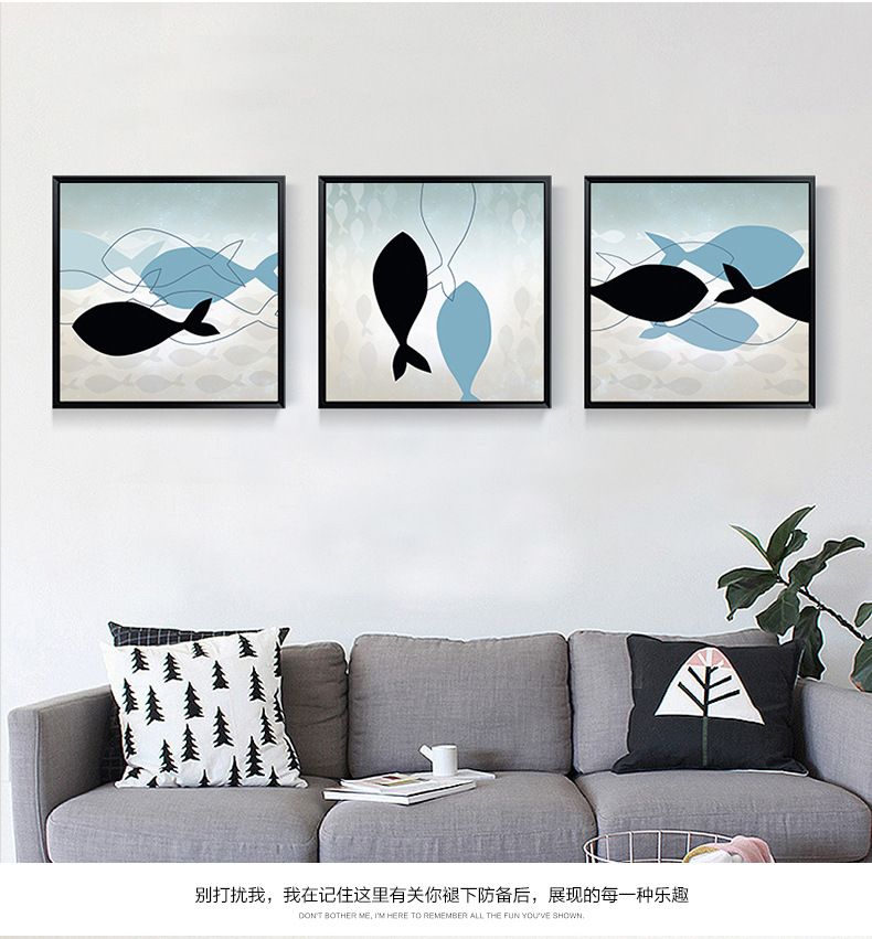 Shengshi Modern minimalist Decorative paintings, Nordic sofa background wall hanging paintings, abstract fish, hotel matching paintings factory direct sales