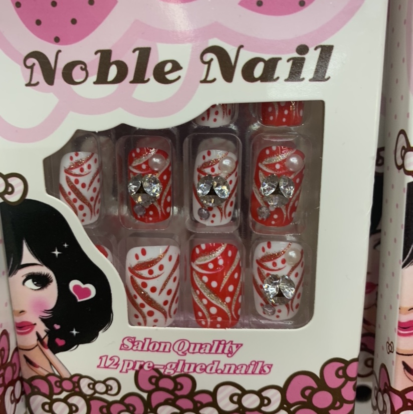 Red wave point 3D manicure