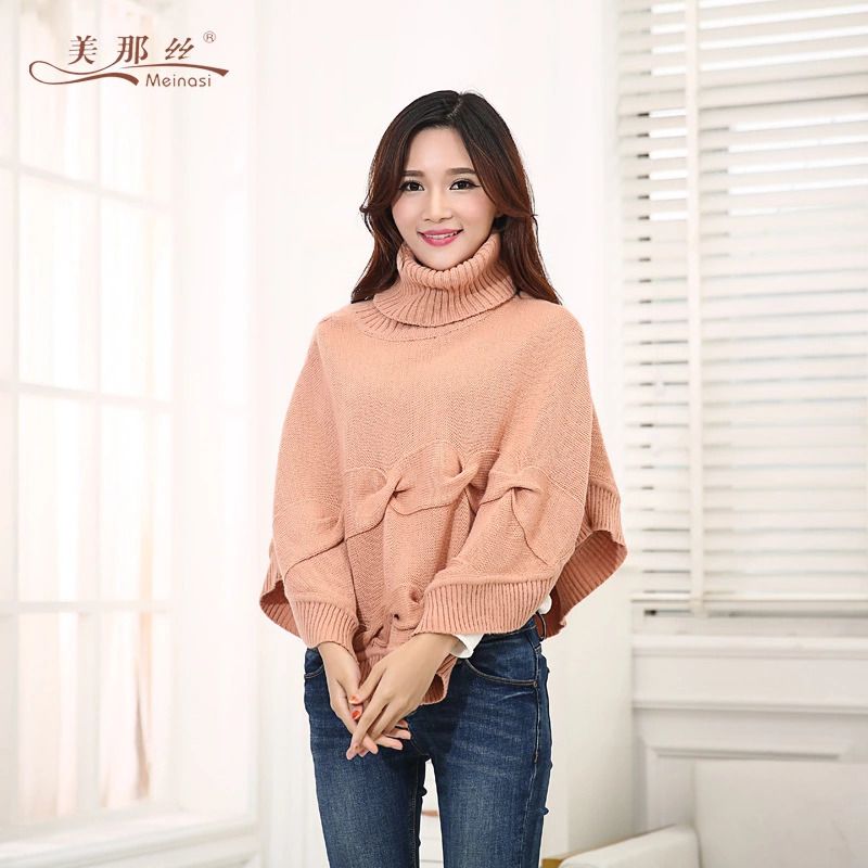 2020 autumn winter new knitted shawl pullover with twisted flowers fashion warm coat sweater manufacturer direct sale thumbnail