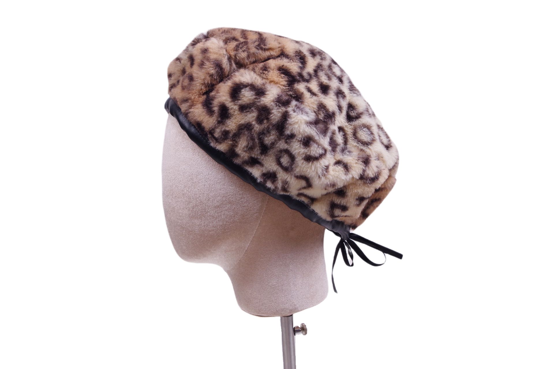 Faux Rabbit Fur Leopard Print Beret Fashion Smash Adjustable Faux Fur Hat Application Scenario