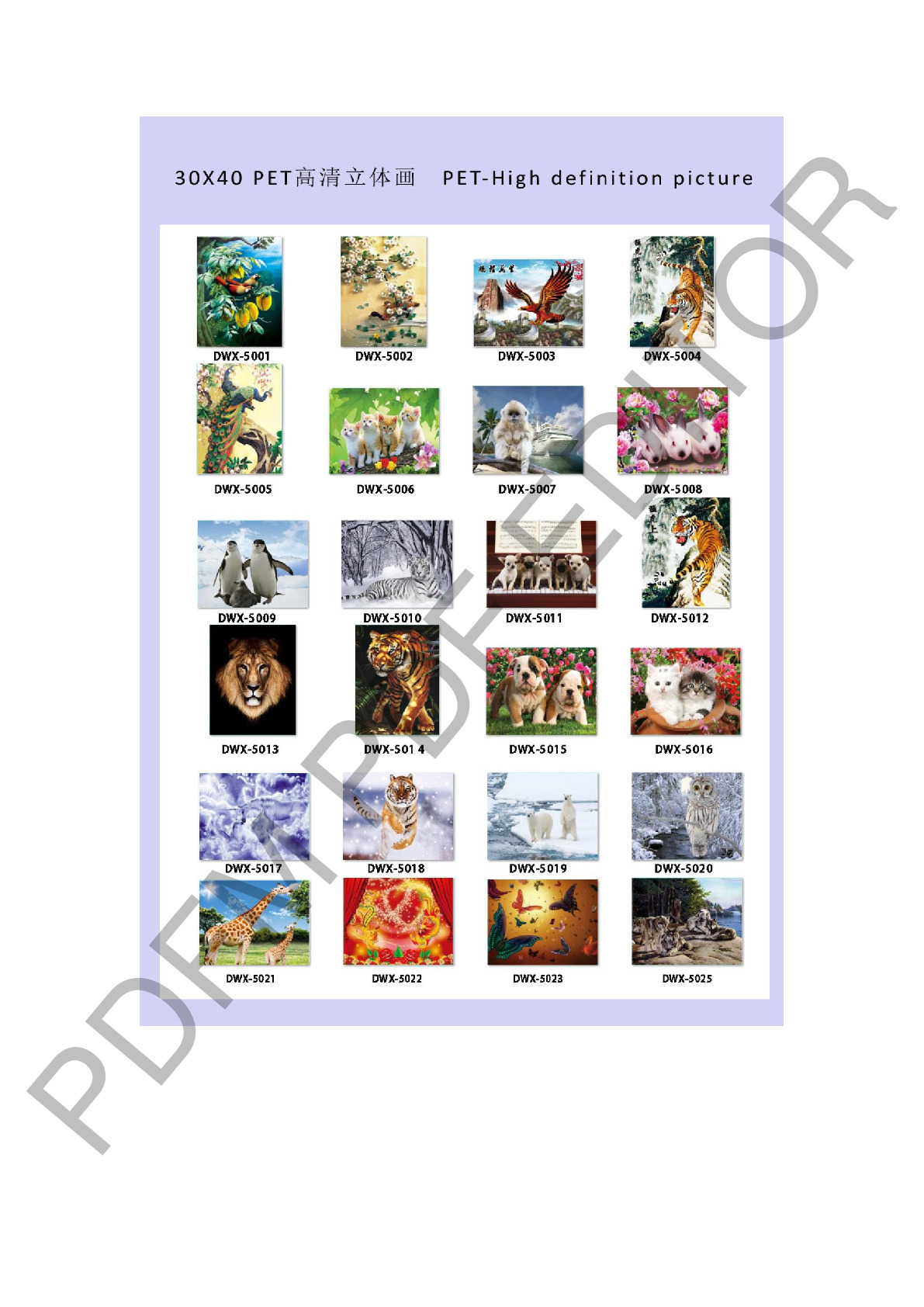 Manufacturers Direct Sales Hd 5Dpet Sticker Three-Dimensional Painting Decorative Painting Three-Dimensional Painting 30X40cm full figure