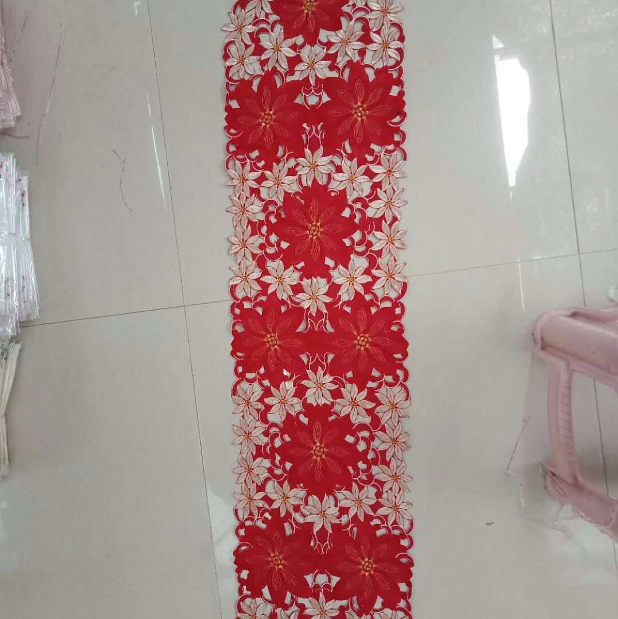 Christmas Embroidered Table Flag 2025