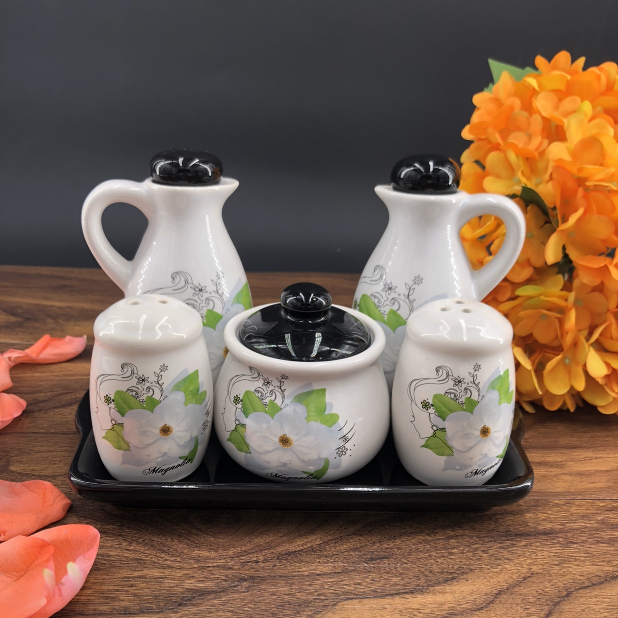 5-piece oil pot set, ceramic oil pot vinegar pot, table decoration thumbnail