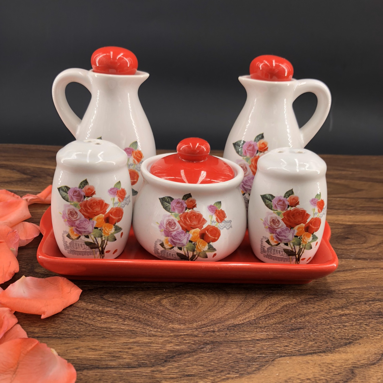 Ceramic oil pot vinegar pot set, 5-piece oil pot set thumbnail