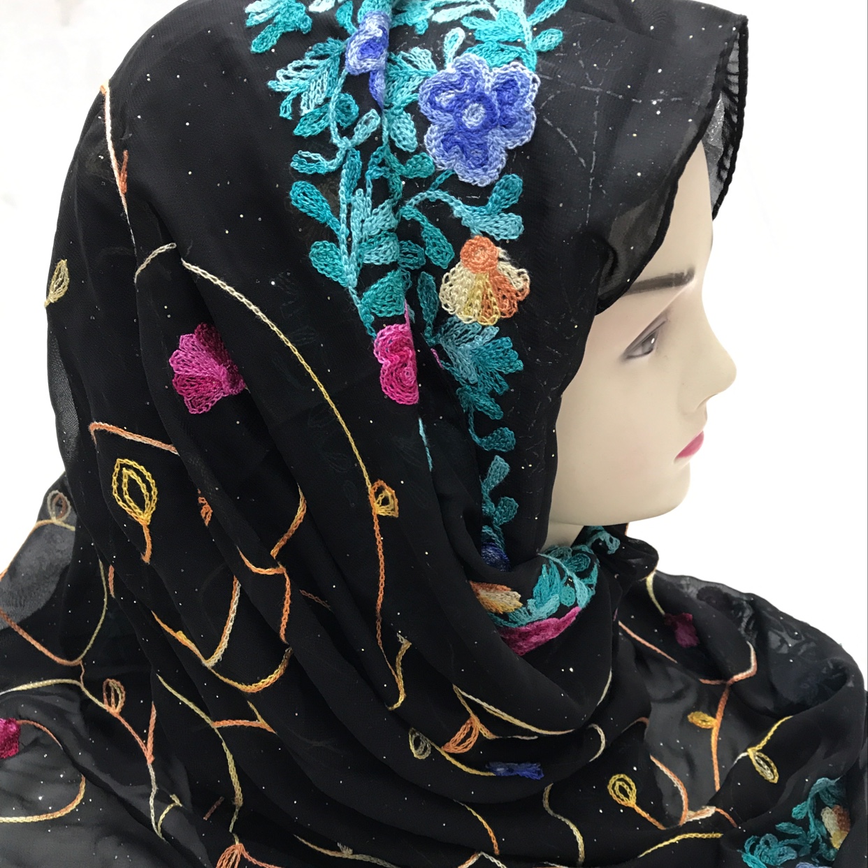 穆斯林绣花头巾图