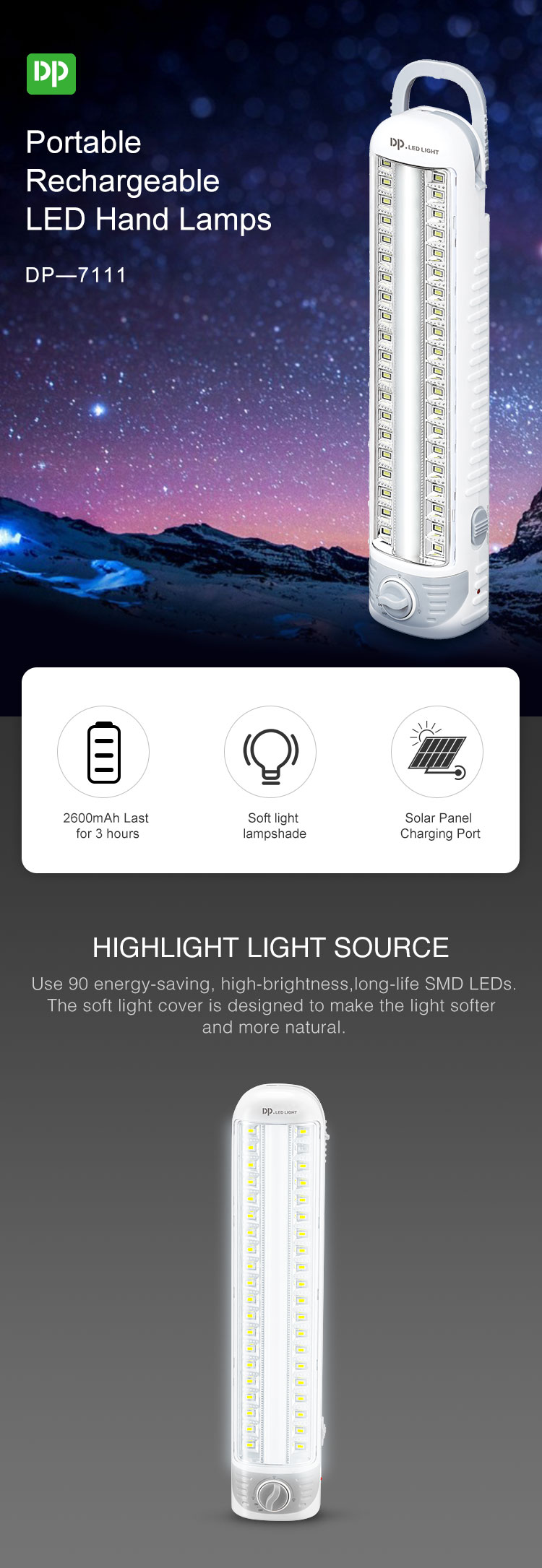 DP 7111 widely use rechargeable LED emergency light详情图1