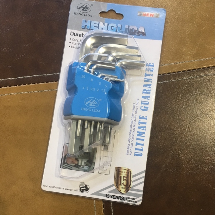 H0323001恒力达9件套内六角扳手便携式扳子平头 短