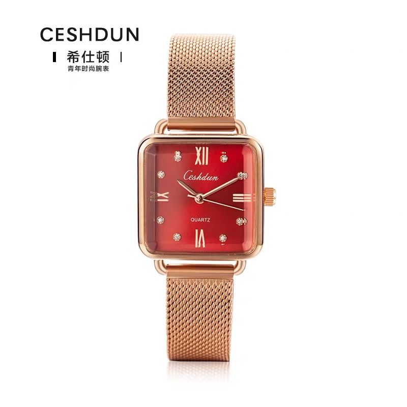 Hestin square mesh strap waterproof women's watch details Picture