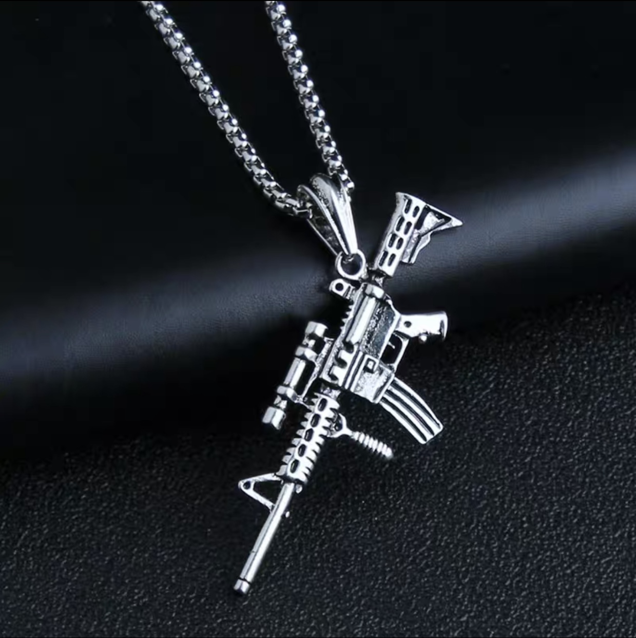 Stainless steel pistol necklace