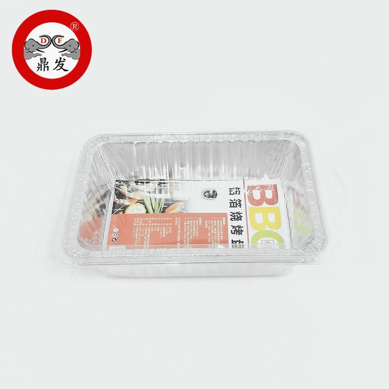 Manufacturers direct tin foil tray 4 rectangular tin foil baking tray barbecue plate thickened aluminum foil lunch box