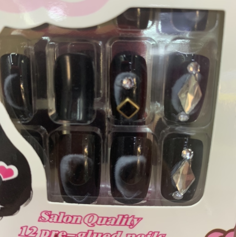 Prismatic black 3D manicure