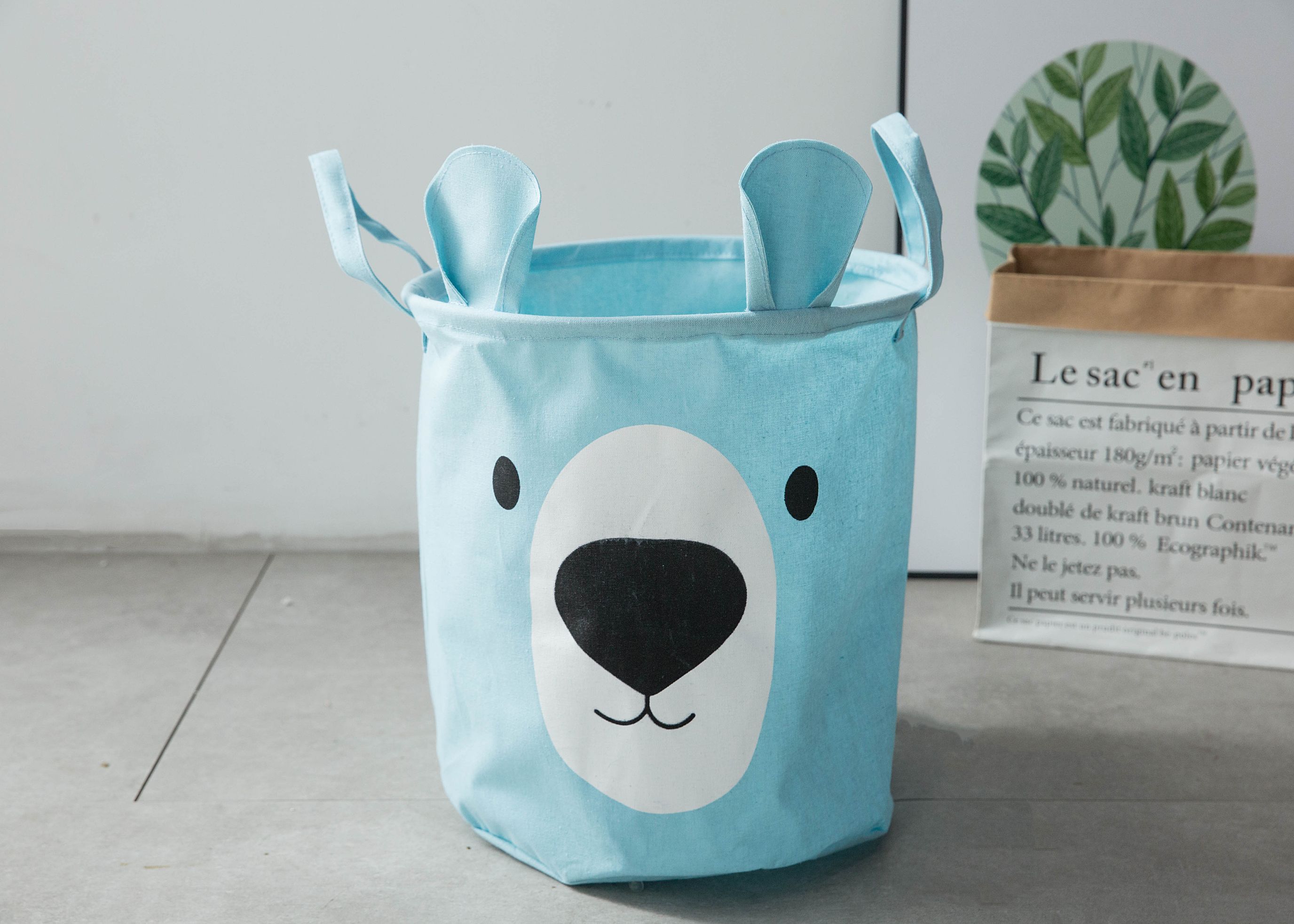Ins Nordic Windear Bear Storage Bucket Collapsible Clothing And Miscellaneous Storage Cotton And Linen