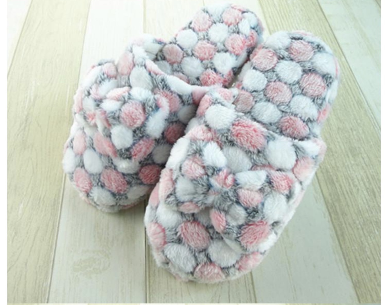 Lady's indoor cotton slippers with plush bow of football flower in autumn and winter non-slip home slipper details Picture