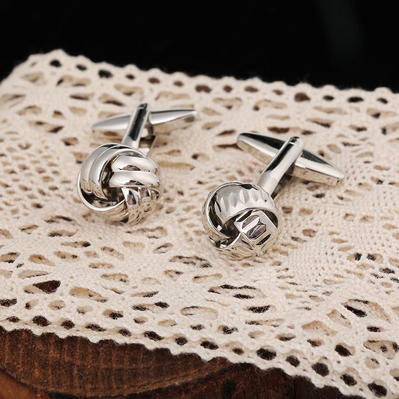 Spherical twist cufflinks made of white steel jewelry detail image 1