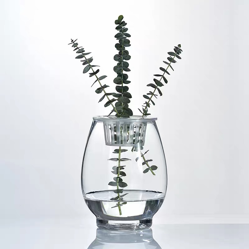 Factory direct sales of modern and simple dinosaur egg hydroponic glass vases, fish tanks, special flower vases for Guanyin bamboo, countertops, dining tables, and bathroom creative flower arrangement decorative items Specification image