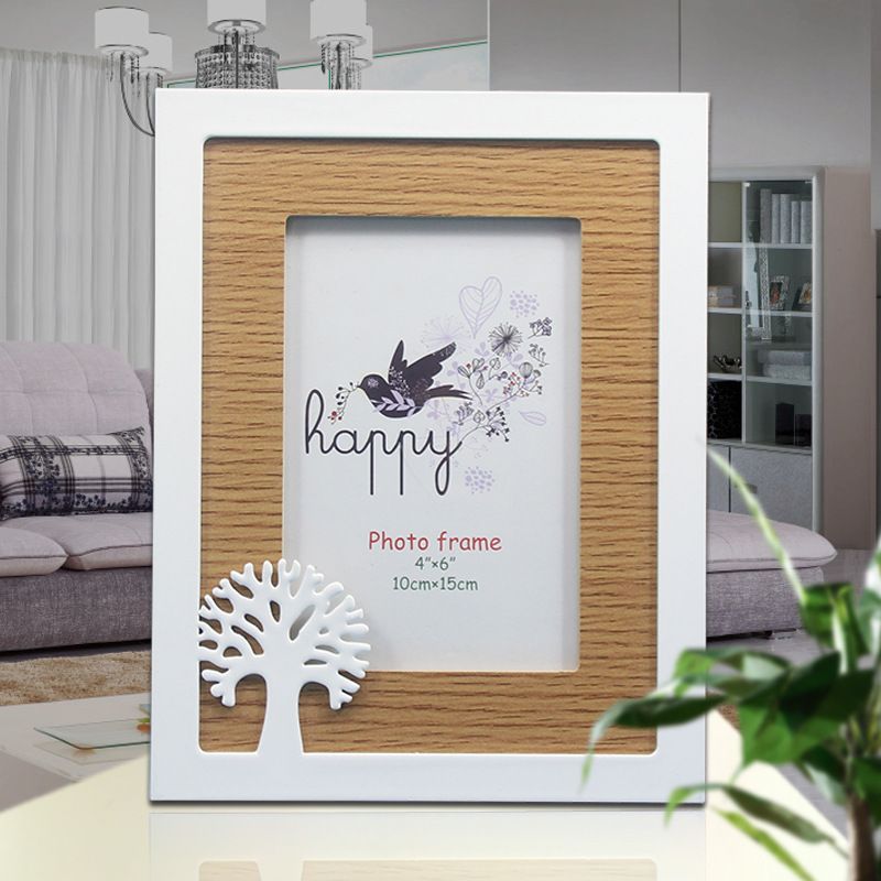 厂家直销6寸幸运树雕刻木质相框 创意简约影楼相框摆台相框批发详情图1
