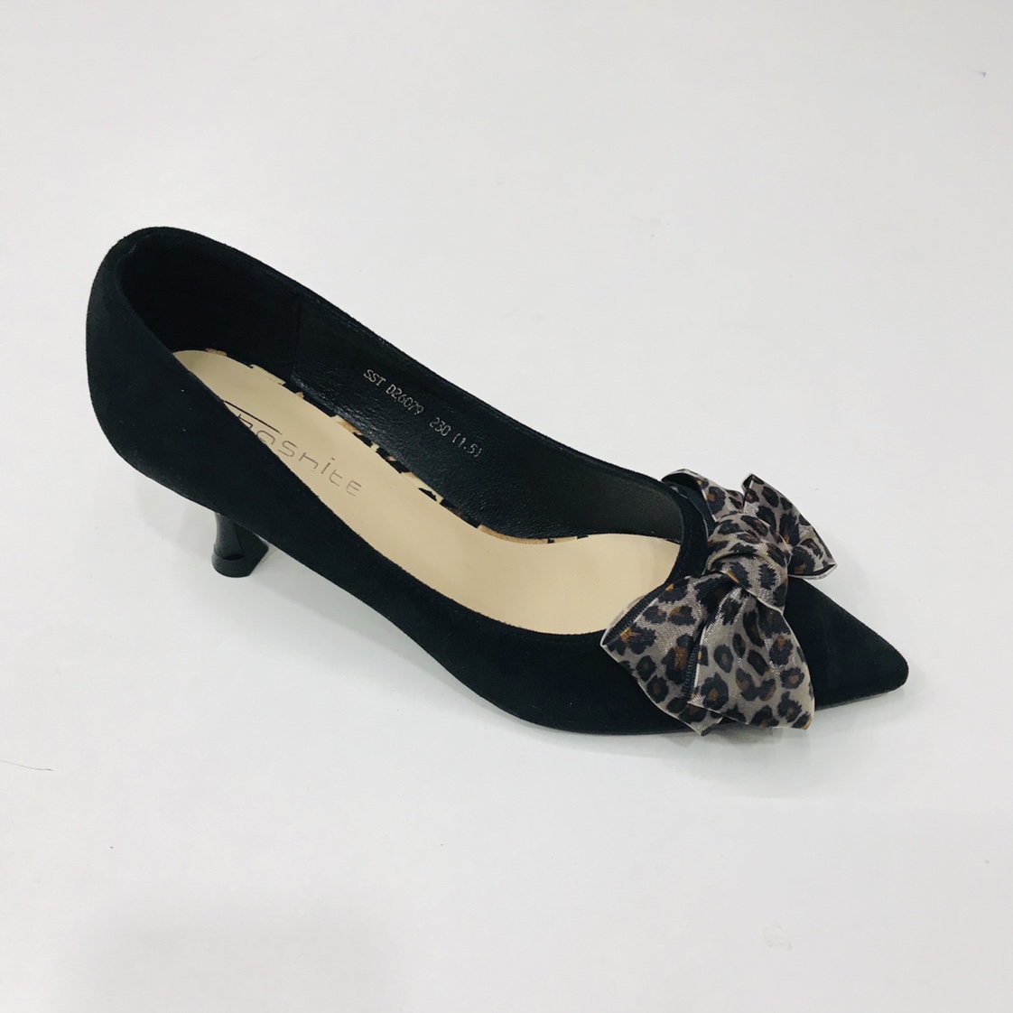 Victory Shoes Women's matte leopard print bow high-heeled single shoes details Picture