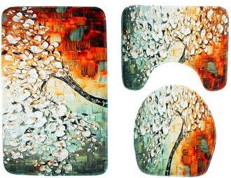 Yellow Background Engraved Digital Printed Floor Mat Three-Piece Set full figure