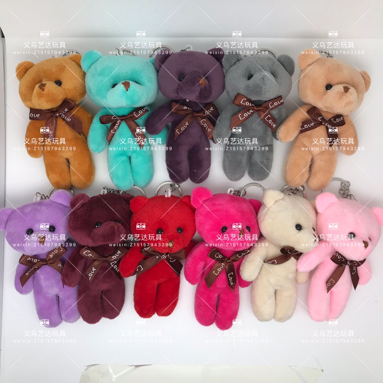 可爱毛绒玩具挂件连体熊卡通公仔小挂件包包配饰婚庆礼品抓机娃娃