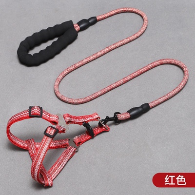 Adjustable explosion-proof chest-slapping pet leash, dog leash, plain linen round leash undefined