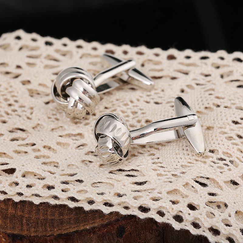 Spherical twist cufflinks made of white steel jewelry detail image 2