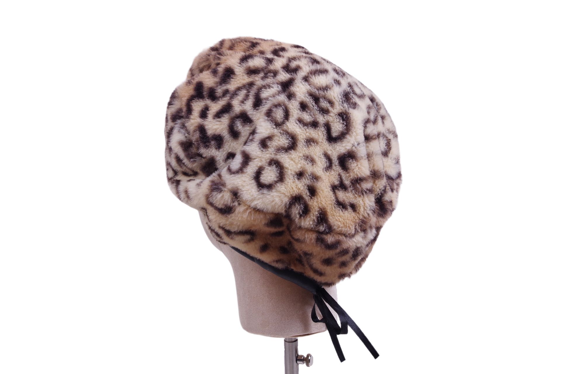 Faux Rabbit Fur Leopard Print Beret Fashion Smash Adjustable Faux Fur Hat Item Picture