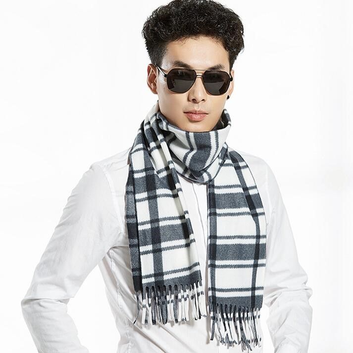 Men's Autumn And Winter Polyester Plaid Scarf Double-Sided Velvet Scarf Wholesale