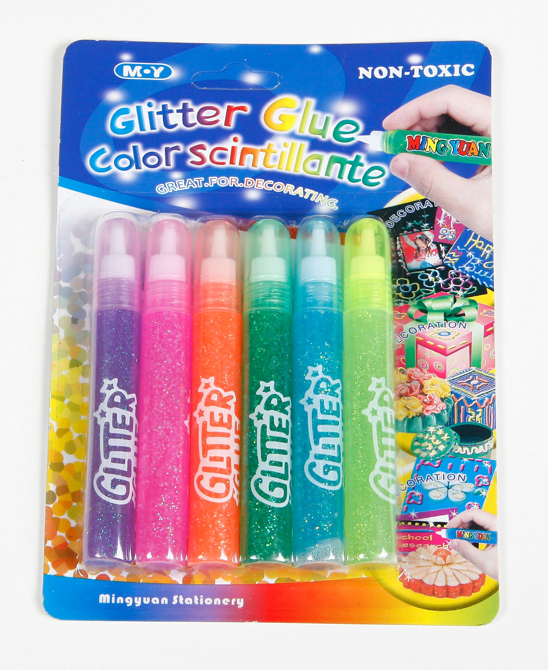 10ml 6-tube gold powder glue/colorful glue for DIY greeting card pen glitter glue details Picture