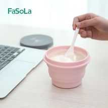 FaSoLa便携旅行硅胶折叠碗带盖泡面碗伸缩耐热户外野餐具旅游碗