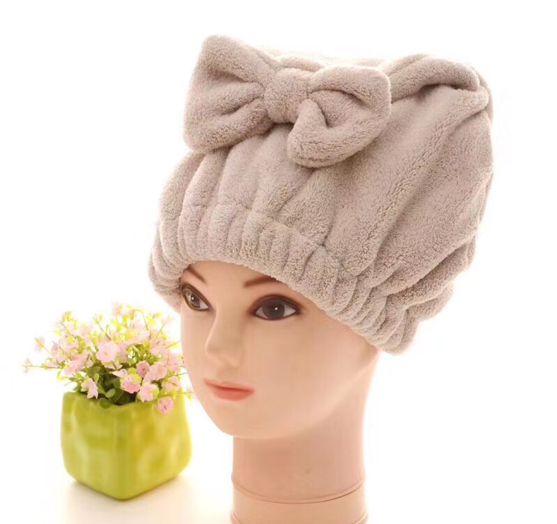 珊瑚绒浴帽蝴蝶帽使用超级方便长发短发都适用暖绒材质超强吸水量详情图6