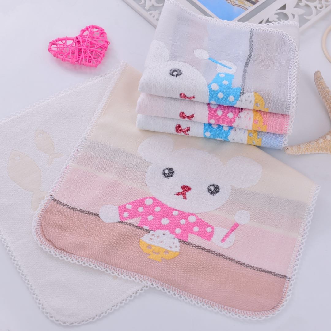 The gauze Chenille pure cotton children's towel is 25cm*50cm in many styles and can be mixed
