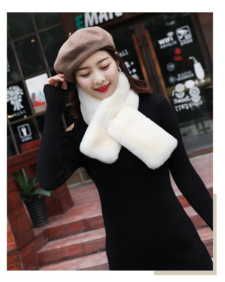 Korean Rabbit Hair Scarf Bib Rex Rabbit Hair Scarf Female Winter Thick Lazy Rabbit Plush Hair Scarf undefined