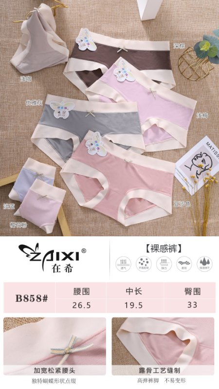 Modal panties summer thin cotton style breathable midwaisted Japanese girls briefs seamless knickers for girls 858 thumbnail
