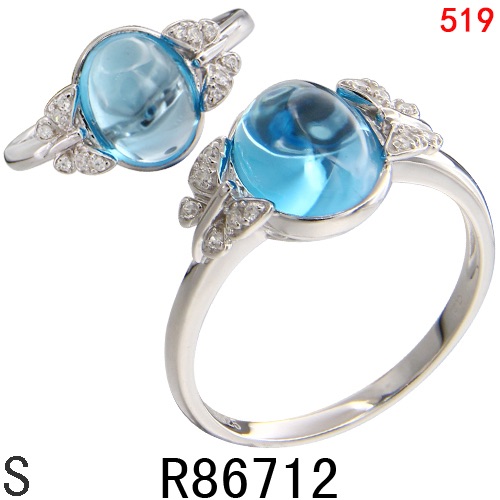 Junfu Jewelry ®925 Silver Set Topaz Ring 253485 full figure