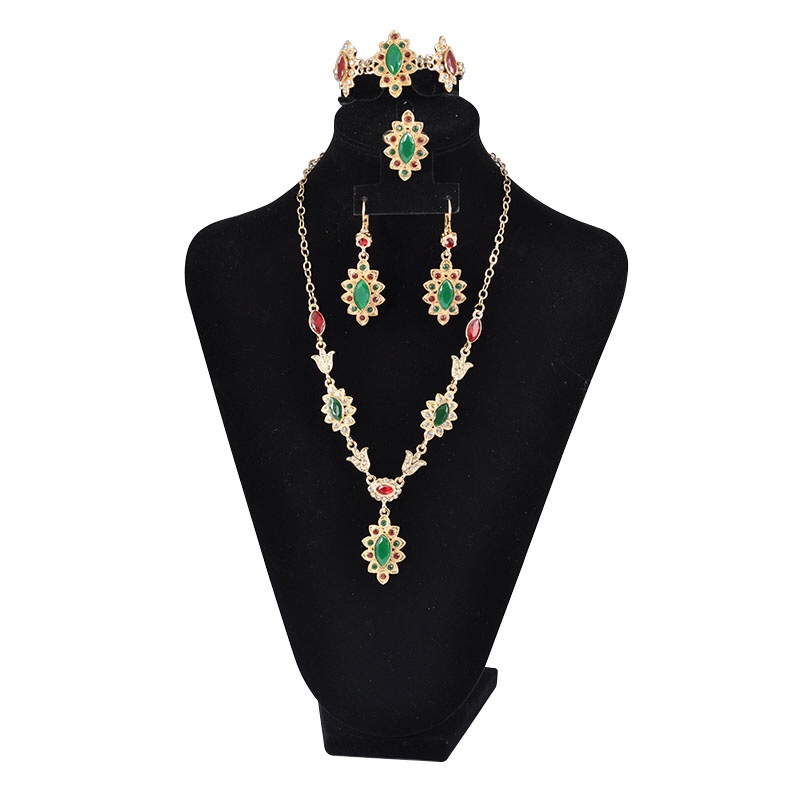 经典高雅皇家风格设计项链，阿拉伯女性派对婚礼合金套链珠宝批发详情图2