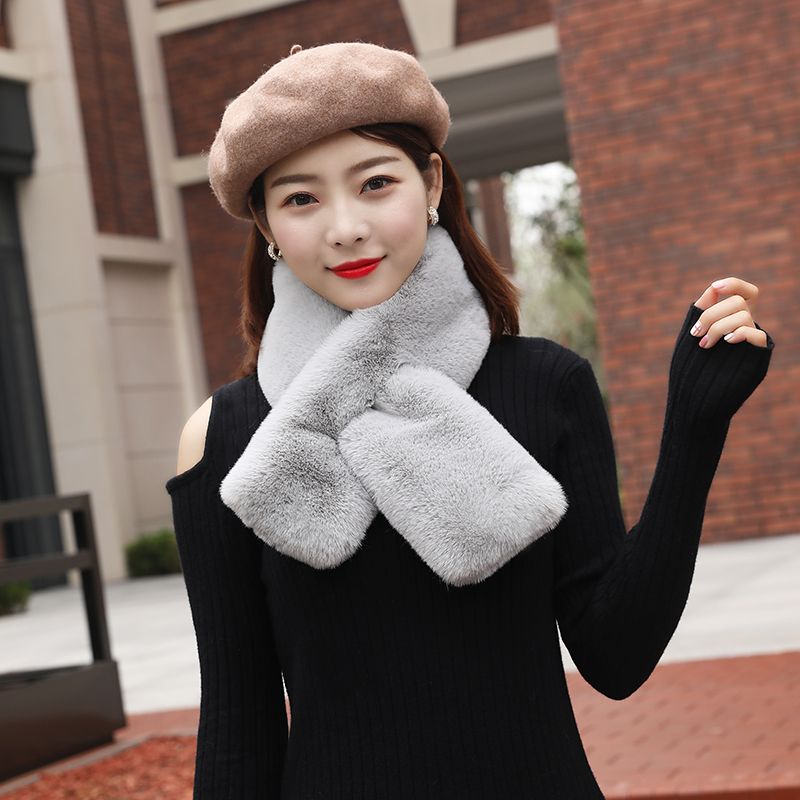 Korean Rabbit Hair Scarf Bib Rex Rabbit Hair Scarf Female Winter Thick Lazy Rabbit Plush Hair Scarf Specification drawing