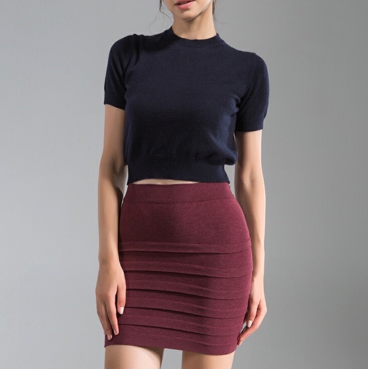 Pleated Heating Cotton Wrap Skirt 5847 details Picture