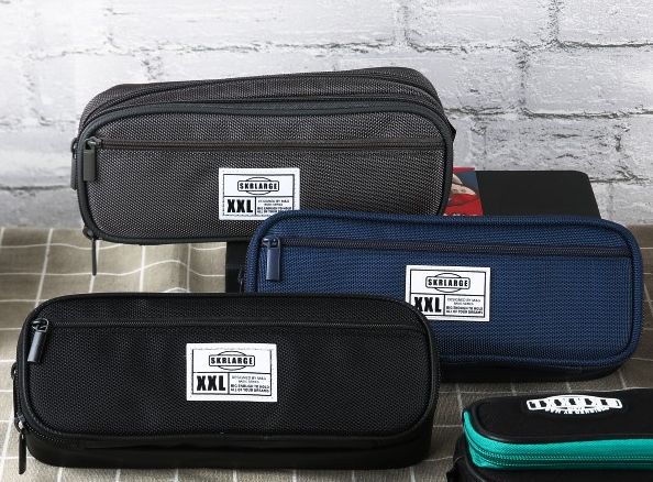 Boys junior high school pupils girls zipper canvas pencil bags pen boxes wholesale