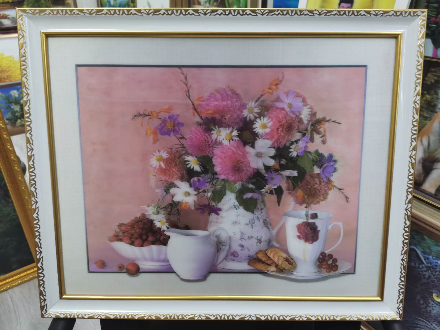 厂家直销 高清立体装饰画，5D纳米水晶画 40X50CM 663金框图