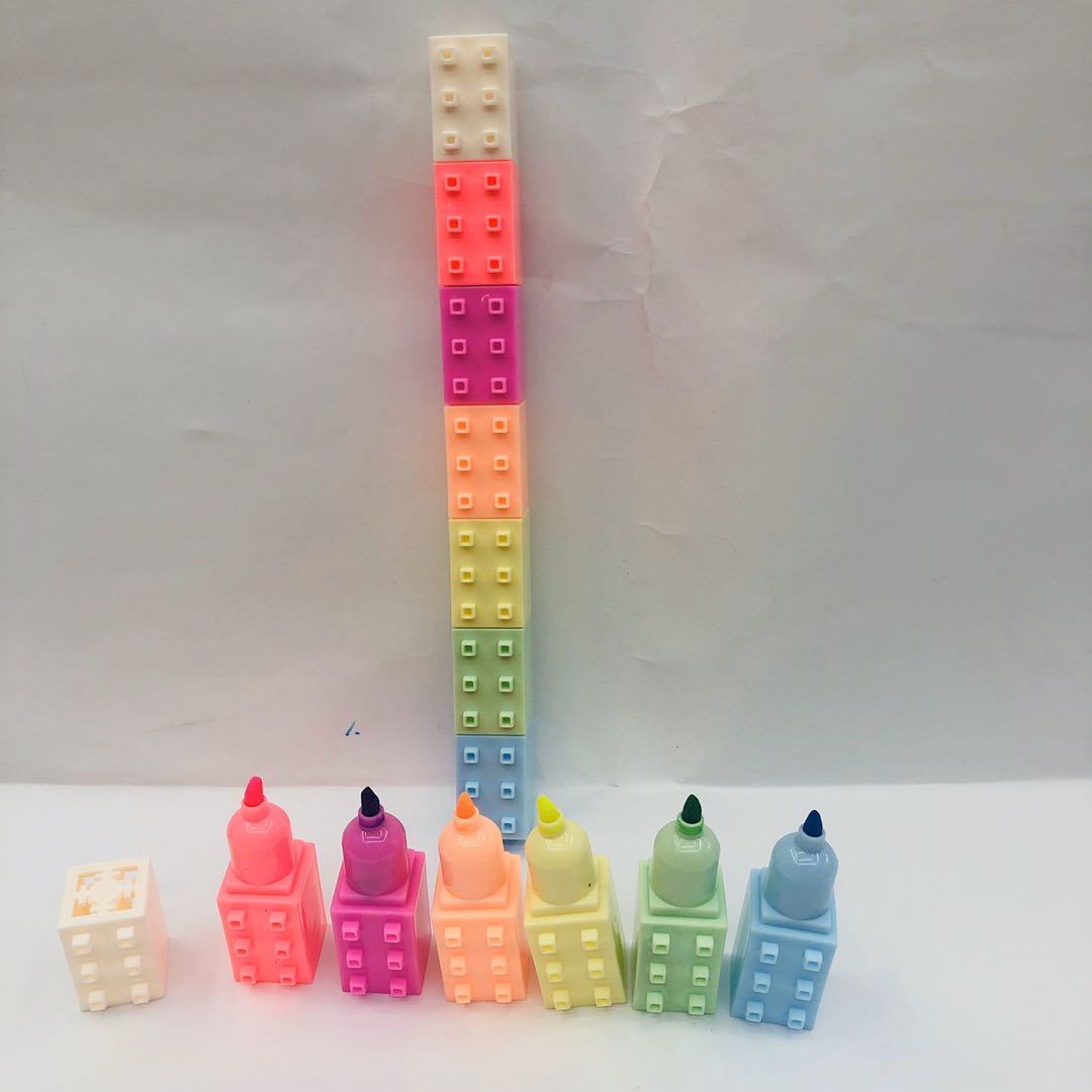 爱心足球小熊积木各种形状造型可爱学生连体多节换头创意多色笔详情图15