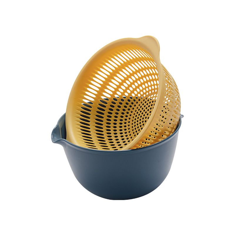 Direct-sale double-layer hollowed-out vegetable washing baskets, household vegetable draining sieves, kitchen fruit storage baskets, draining baskets, and vegetable washing basins Item Picture