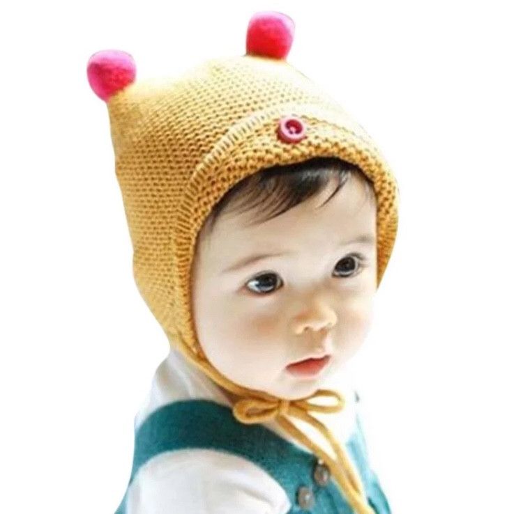甜美纯色护耳毛线帽洋气儿童帽子详情图3