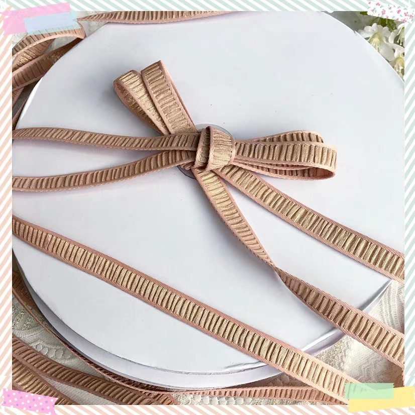 Yuhe Webbing 1cm pink pleated double-sided iridescent special ribbon DIY handmade hair accessory material Hair accessory accessory Specification image
